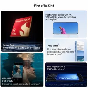 OnePlus 15 smartphone in Sand Storm color with 16GB RAM, 512GB storage, 165Hz display, Snapdragon 8 Elite chipset, and triple 50MP camera